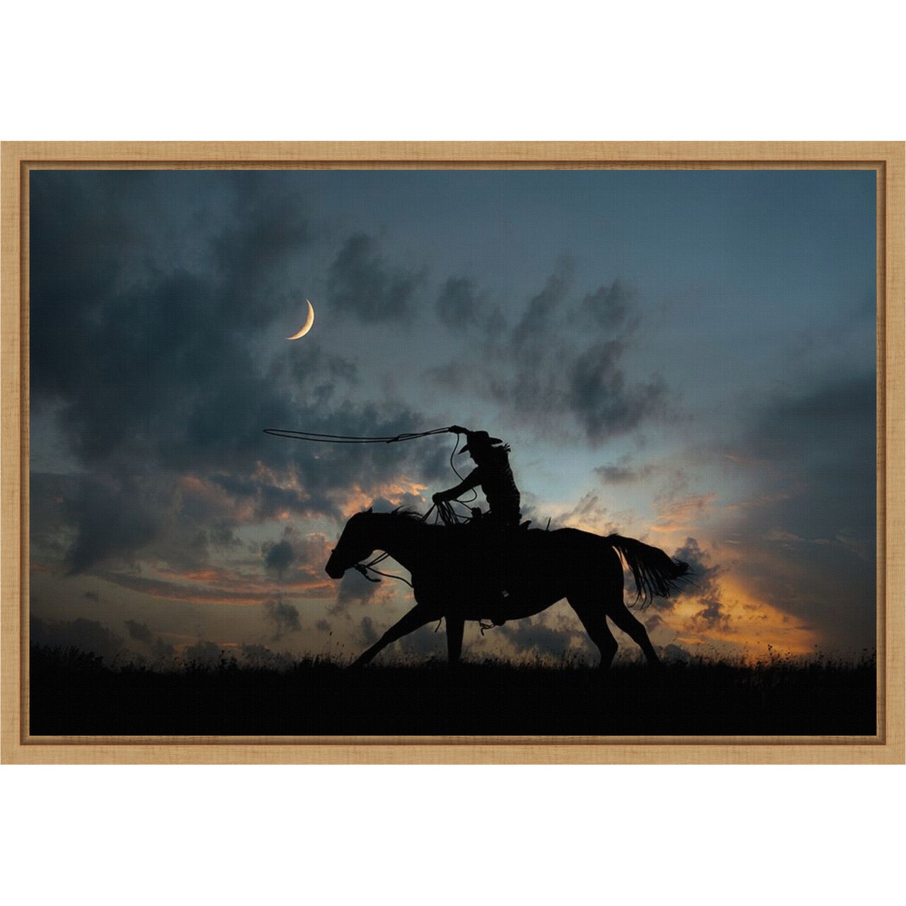 Cowboy By Day and Night II by PHBurchett Framed Canvas Wall Art
